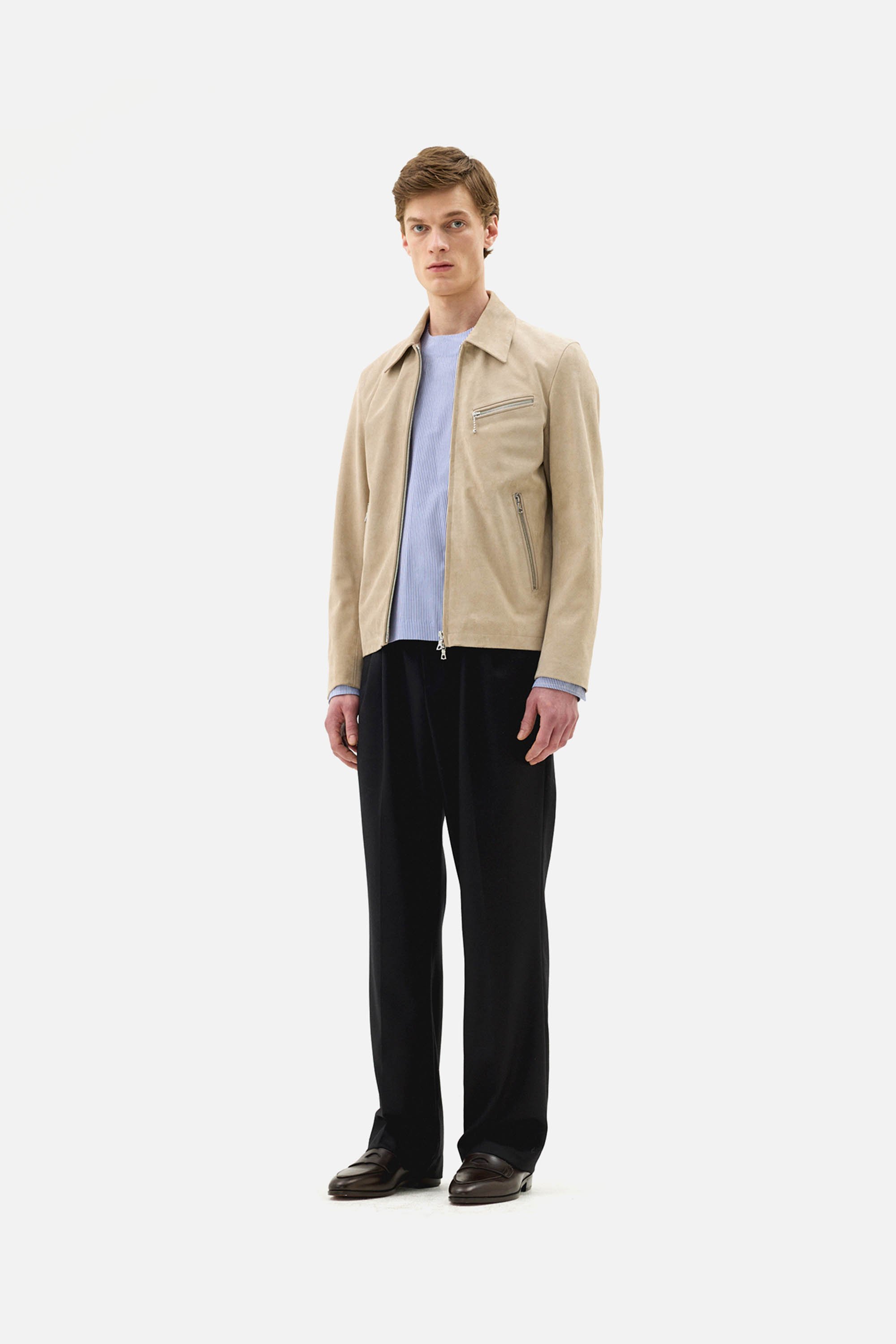 Lux Stone Suede Zipper Blouson