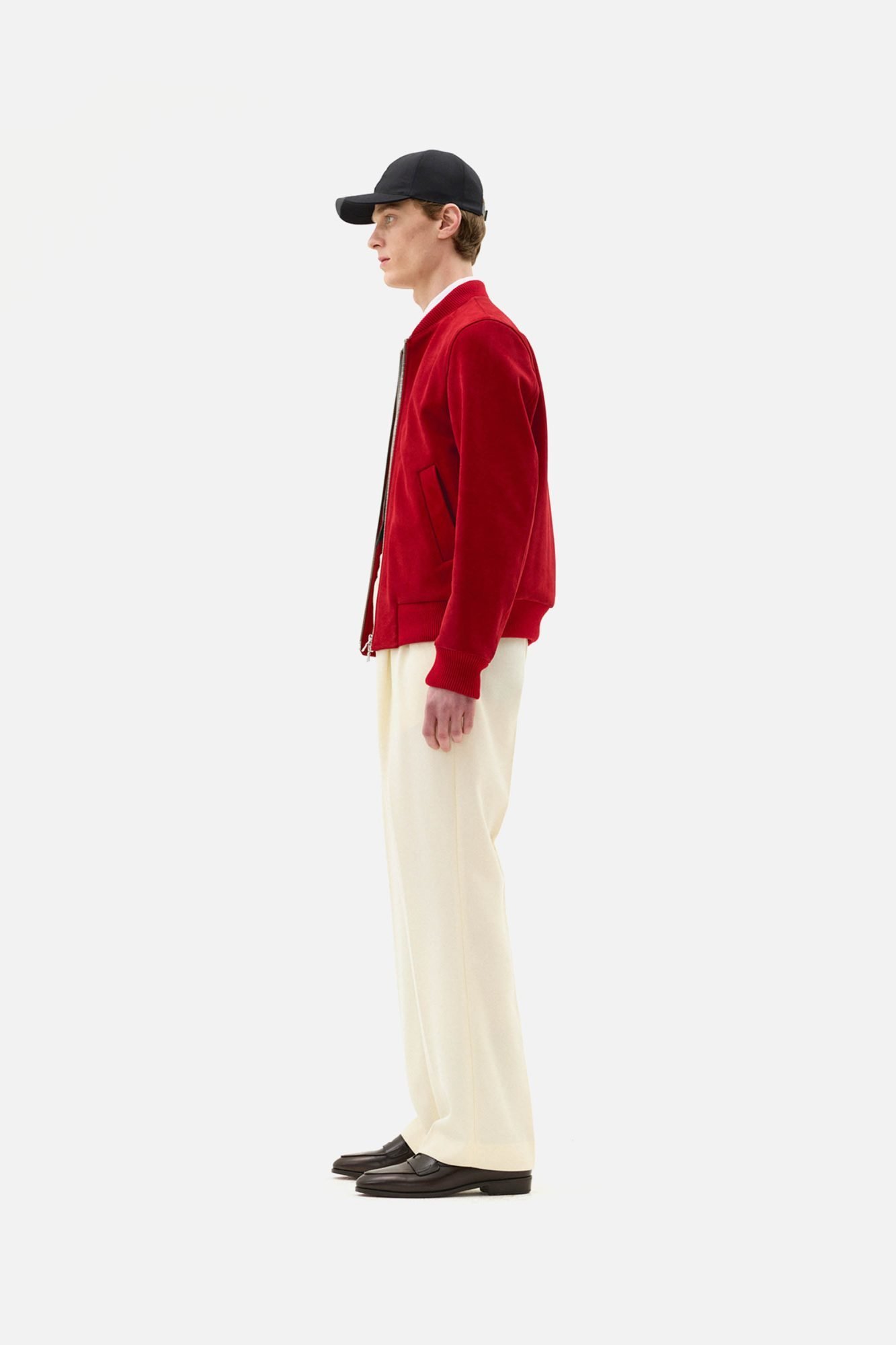 Red Lux Calf Suede Bomber - Image 3