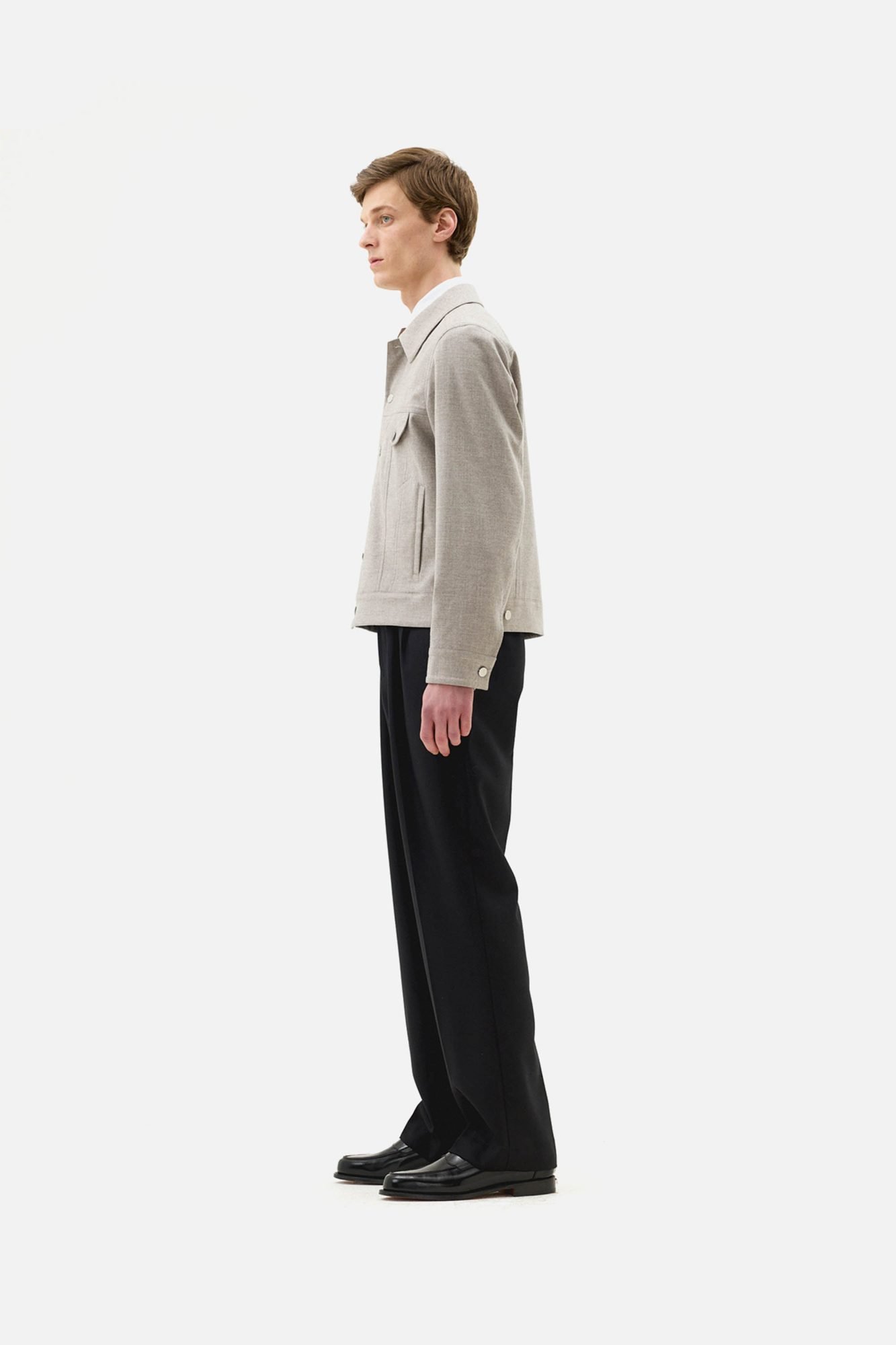 Black Wool London Double Pleated Trouser - Image 6