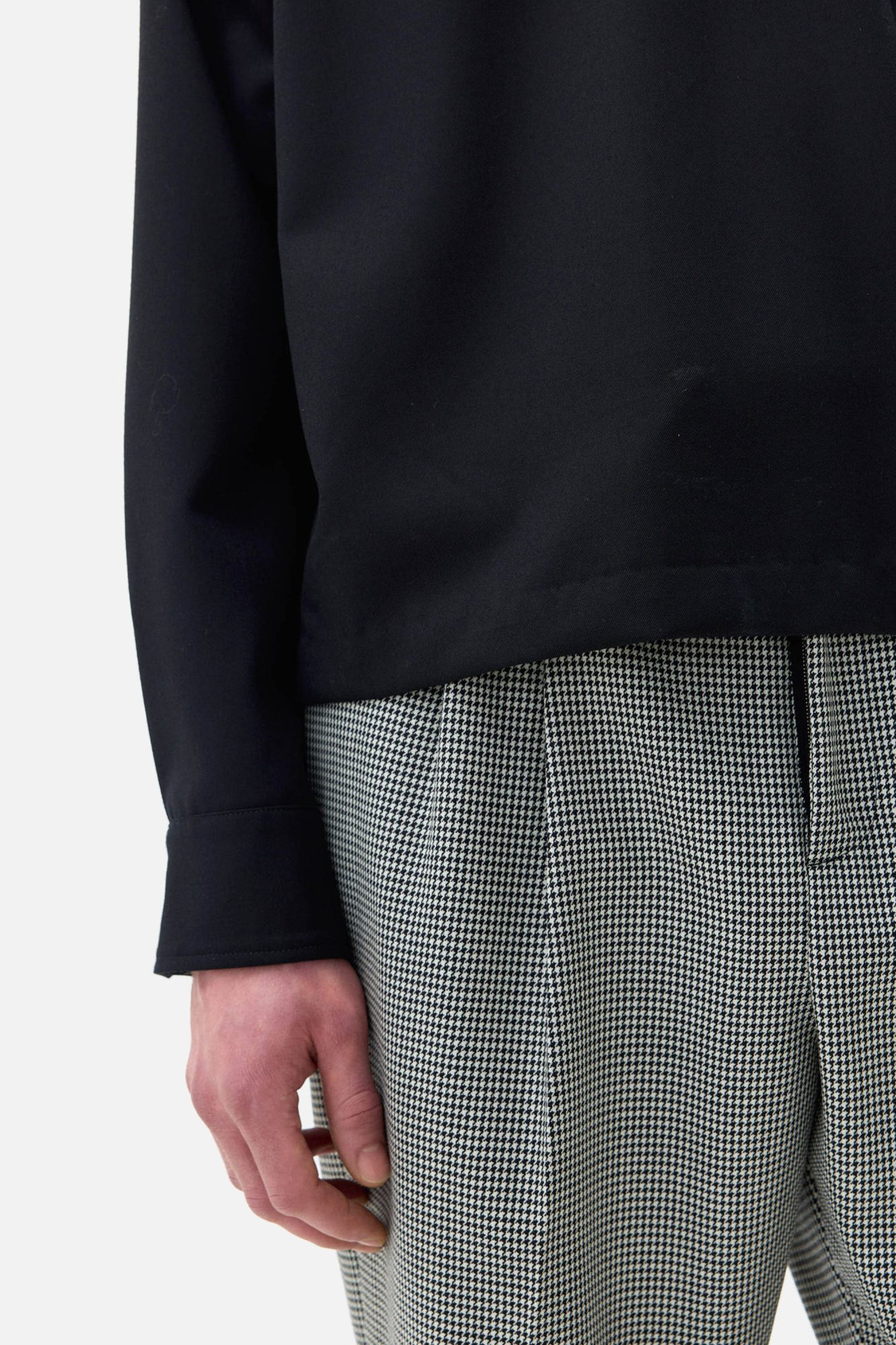 Wool Mini Houndstooth Double Pleated Trouser - Image 4