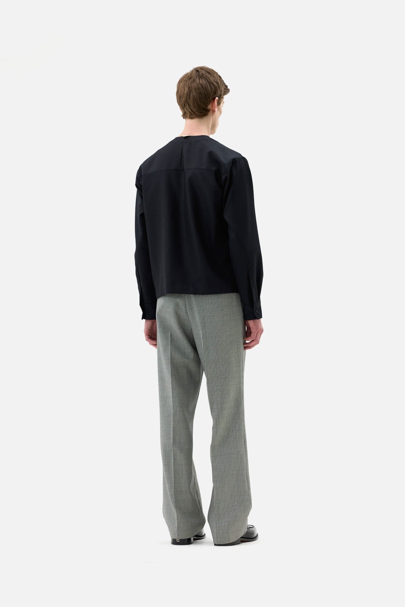 Wool Mini Houndstooth Double Pleated Trouser - Image 6