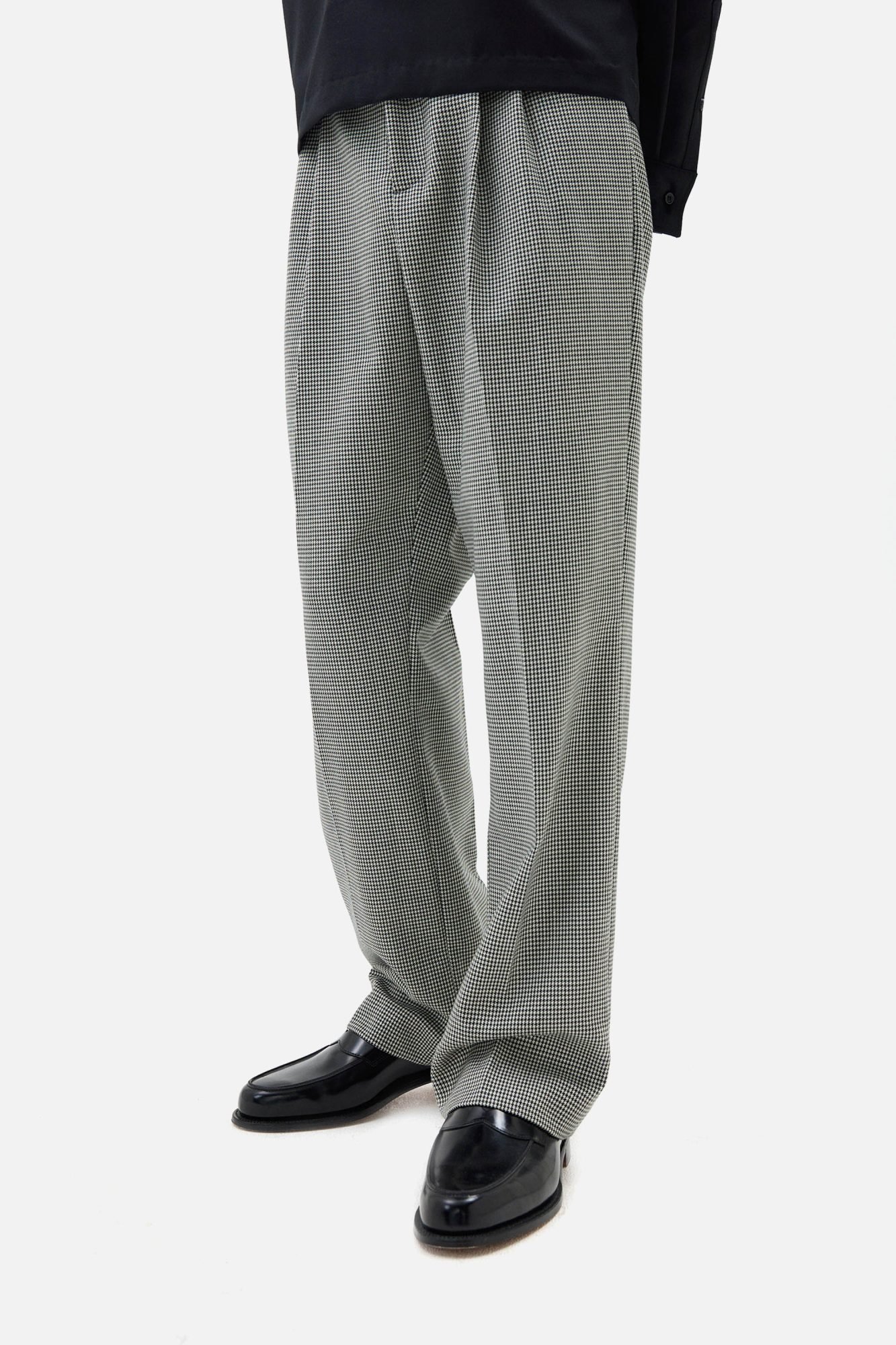 Wool Mini Houndstooth Double Pleated Trouser - Image 2