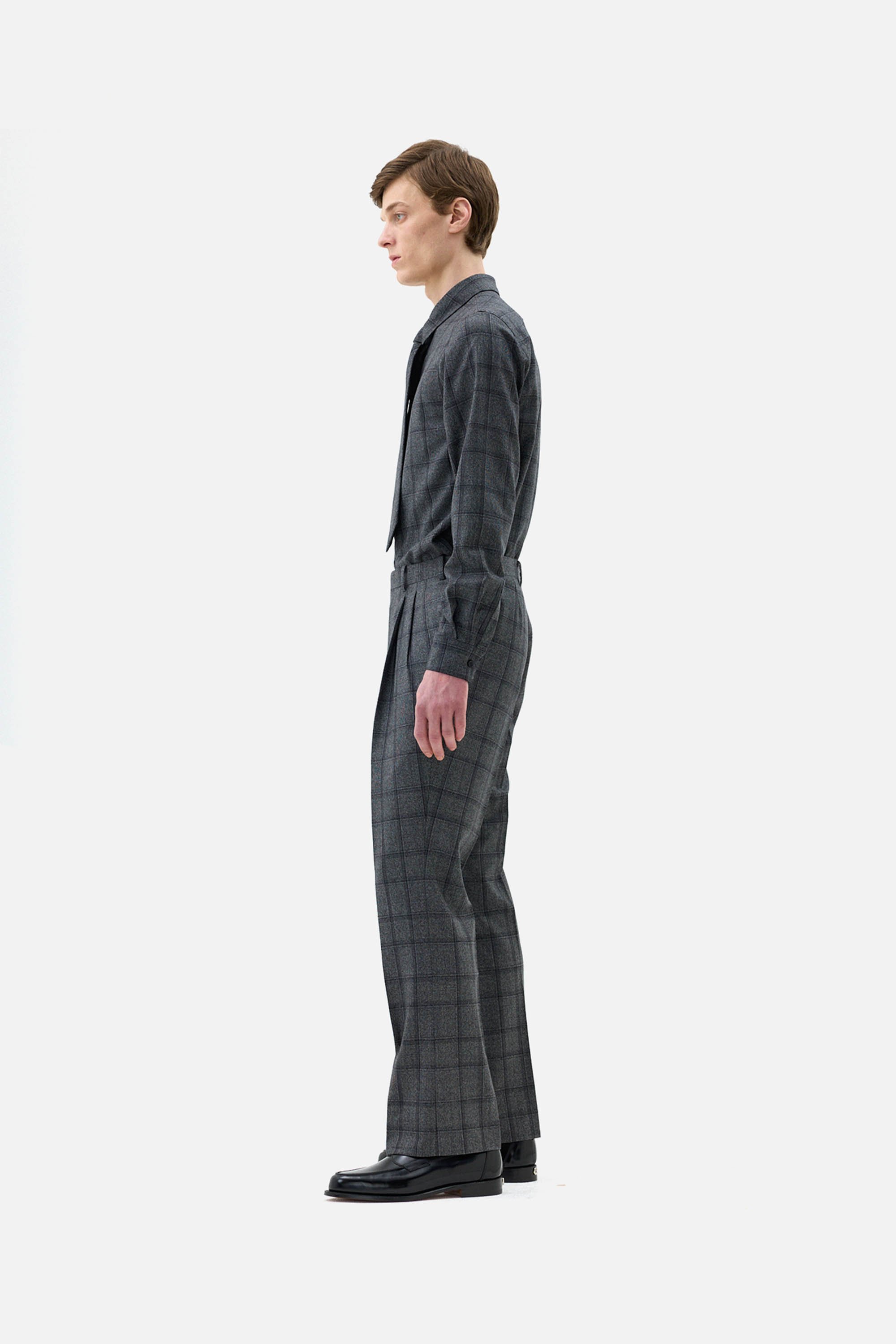 Wool Boucle Check Collar Shirt - Image 3