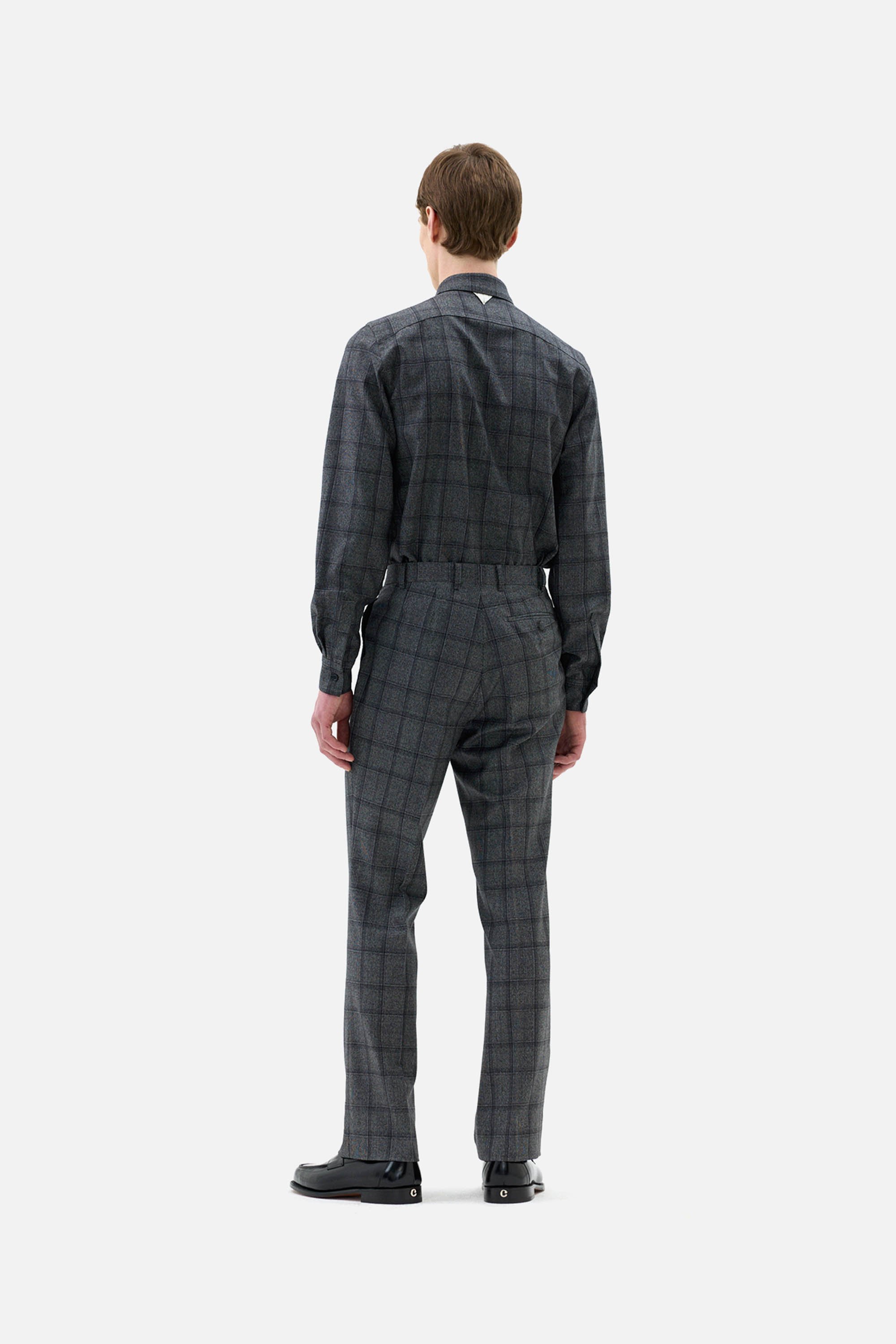 Wool Boucle Check Collar Shirt - Image 4
