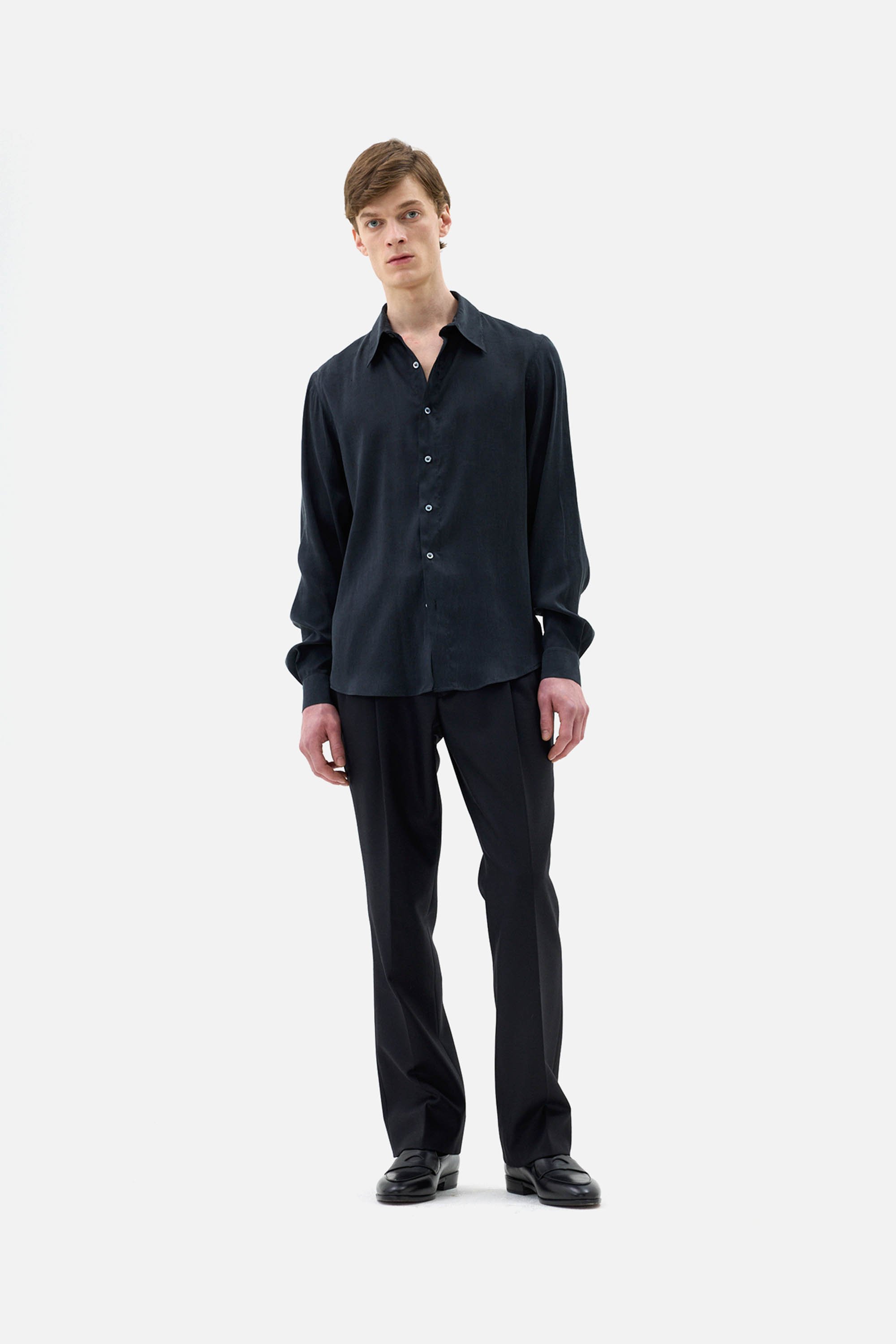 Washed Silk Slub Collar Shirt