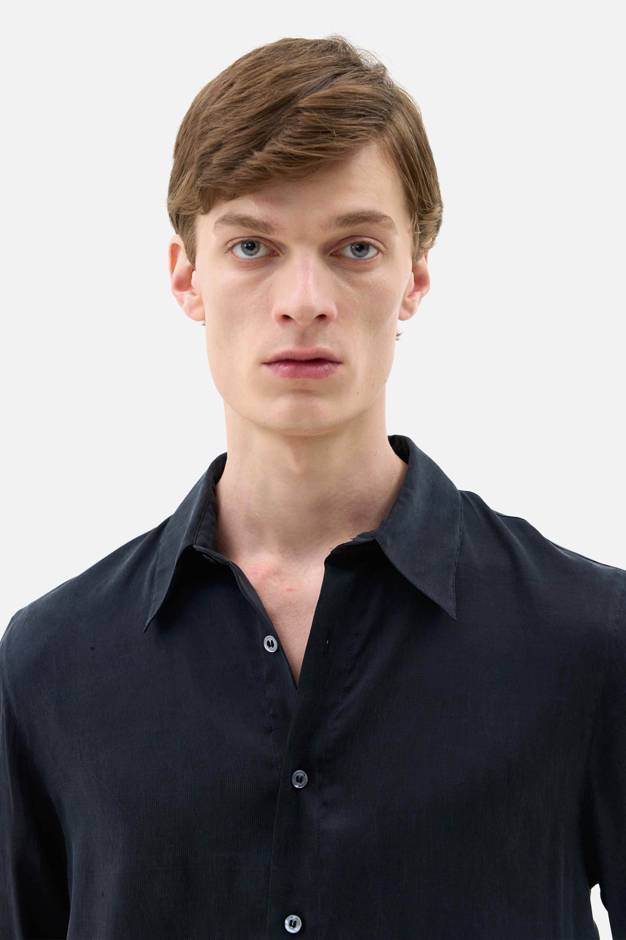 Washed Silk Slub Collar Shirt - Image 4